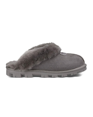 UGG 5125 Coquette Clog Suede Slippers with Fur Trim myselflingerie.com